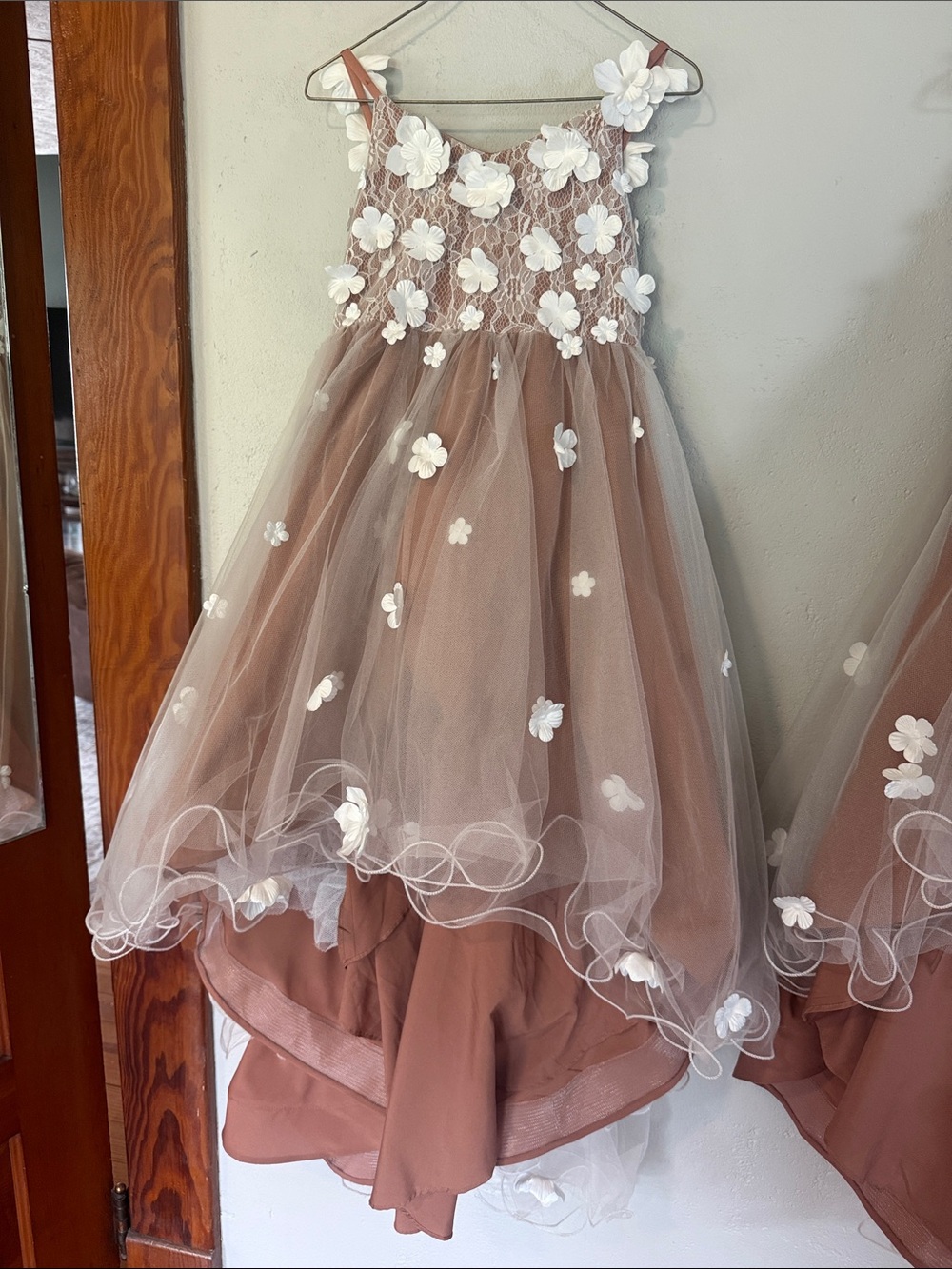 Girls Mauve Floral Tulle Party Dress